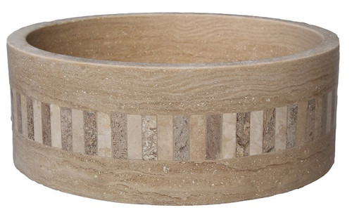 Light travertine with noce mixed mosaic ring