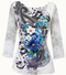 Forget Me Not 3/4 Sleeve Tee T-Shirt L by Claire Pettibone
