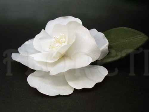 Bridal Small White Magnolia Hair Clip Handmade Silk Flower Couture