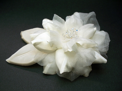 Antique White Camellia Bridal Wedding Dress Flower Swarovski