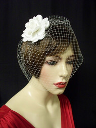 Birdcage Veil White French Blusher 9in Wedding Veil Accessory No 2
