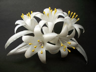 Bridal Hair Flower Veil Accessor Lily White Satin Yellow Wedding Comb