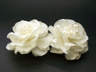 Bridal Ivory Magnolia French Silk Flower Pin Wedding Dress Accessory