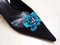 Bridal Something Blue Turquoise Gardenia Shoe Clips w Pearls Swarovski Crystals