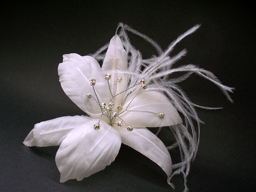Bridal Wedding Hair Accessory Pink Stargazer Lily Veil Fascinator Clip