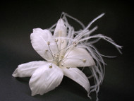 Bridal Wedding Hair Accessory White Stargazer Lily Veil Fascinator Clip Floreti