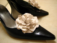 Couture Gardenia Bridal Wedding Shoe Clips Accessory Seashell Beige