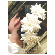 Couture White Camellia Bridal Head Piece Comb Silk Flower Veil Access