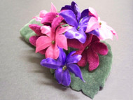 Couture Wild Violets Silk Flower Wedding Corsage Pin Floral Accessory