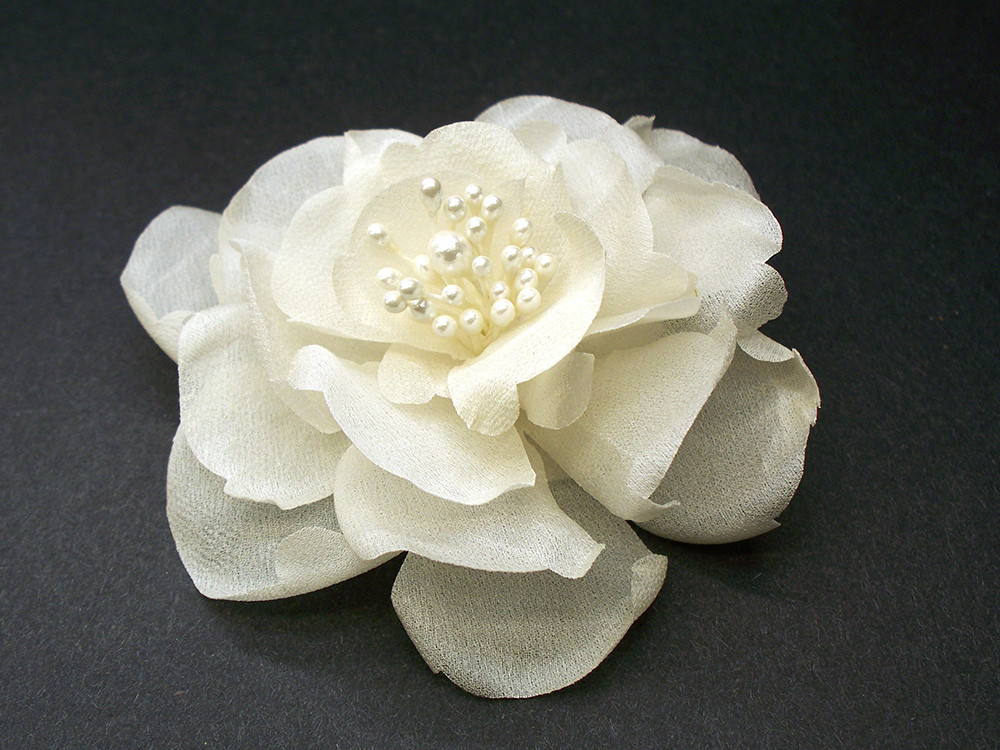 Bridesmaids Gift Bridal Hair Accessory LaLuna Magnolia Handmade Silk Flower Ivory Wedding Veil Hair Flower Mother of the Bride Corsage
