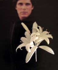 Ivory Lily Men Boutonniere Lapel Pin Wedding Accessory Groom Corsage