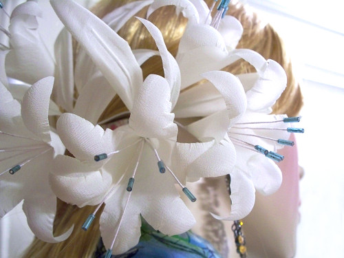 Ivory Lily Wedding Turquoise Blue Veil Accessory Bridal Hair Comb