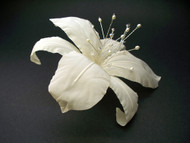 Ivory Stargazer Lily Bridal Hair Accessory Silk Swarovski Crystal Pearl