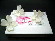 Light Ivory Dogwoods Mini Bridal Hair Pins with Swarovski Crystals Set