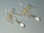 Pidraya Bridal Swarovski Dangle Ivory Bow Earrings