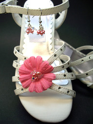 Pink Dangle Earrings Girls pearl Swarovski crystal Sterling Silver