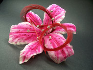 Pink Stargazer Lily Hair Clip Silk Flower Ruby Red Fascinator crystal