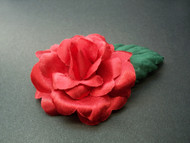 Red Miniature Indica Rose Hair Clip Handmade Silk Flower Accessory