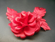 Red Rose Prom Bridal Hair Clip Queen French Silk Flower Veil Accessory
