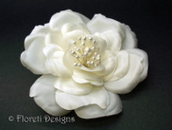 Silk Rose Bridal Hair Flower Accessory Off White Wedding Veil Clip