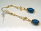 Gold Dipped Blue Dangle Earrings Swarovski Crystals