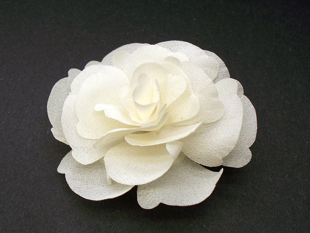 Small Ivory Magnolia Silk Flower Couture Bridal Hair Clip Wedding Gift