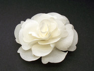Small Ivory Magnolia Silk Flower Couture Bridal Hair Clip
