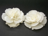 Small Ivory Magnolia Silk Flower Couture Bridal Wedding Shoe Clips, 2