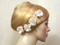 Small Rose Silk Bobby Pins Wedding Hair Flower Ivory Pearl Crystal, 4