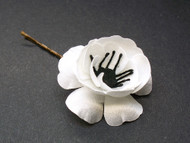 Small Satin White, Black Anemone Bridal Hair Pins Flower Wedding Veil