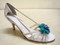 Turquoise Blue Camellia Shoe Clips Mauve Pearls Blue Swarovski Crystal