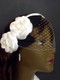 White Camellia Wedding Birdcage Veil Bridal Hair Accessory