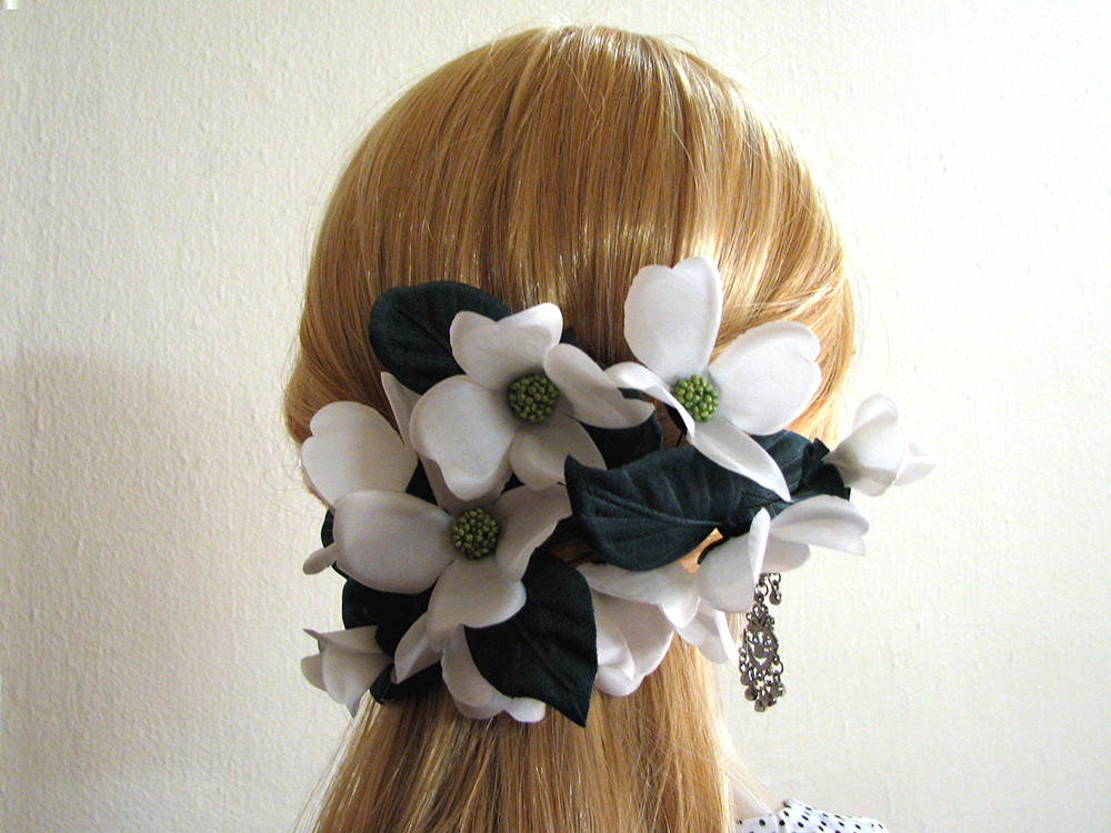 white hair flowers accessories