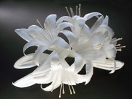 White Regal Lily Bridal Hair Barrette Wedding Veil Accessory Clip