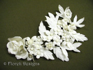 White Rose Field Flower Couture Bridal Headwear Veil Accessory Comb