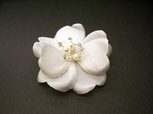 White Rose French Silk Flower Bridal Hair Clip or First Communion