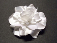 White Satin Gardenia Couture Bridal Hair Flower Accessory Wedding Veil
