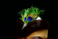 Bridal Hair Accessory Blue Green Peacock Wedding Fascinator Ivory Headband