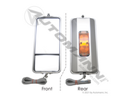 MIRROR WEST COAST STYLE 7" X 16" W/CONVEX END HEATED WITH AMBER LIGHT