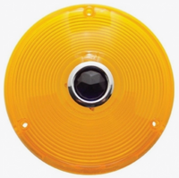 AMBER PLASTIC LENS WITH CENTER BLUE DOT W/3 SCREW HOLES