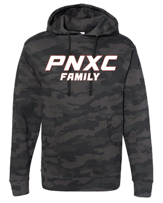 PNXC NXR Black Camo Hoodie with PNXC Family logo on front