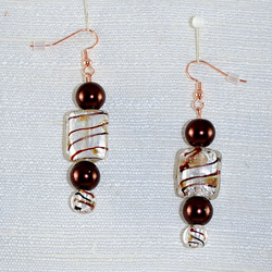 Up close view of drop earrings