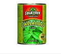 Spur Tree Callaloo packaged in an aluminum can with Green and Red labeling 