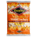 Excelsior Water Crackers Cinnamon 336g packaged in clear plastic with Orange labeling