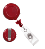 2120-3057 - RETRACT BADGEREEL NO-TWIST RED ROUND SOLID FACE SLIDE CLIP CLEAR VINYL STRAP PACK OF 100