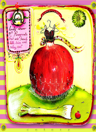 Wendy Costa glass cutting board -Pomegranate dress