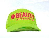 #BEAUTY   Neon Yellow  Trapper Trucker Hat (UNISEX )