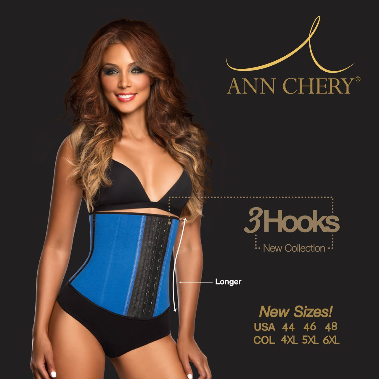 Ann Chery Official Site - Woman Vest Waist Trainer 2022 Blue 3 Hooks – Ann  Chery Usa