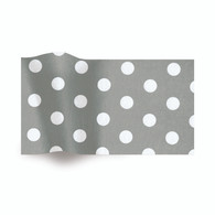 White Polka Dots on Gray 20 x 30 Printed Tissue (240 sheets/pkg)  Price Cat. T     1 pkg