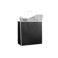 Black Kraft w/White Keyline Sophie Natural Shoppers 10 x 10 x 4''    Arrow fold  (White twisted paper handle)   10 bags per package